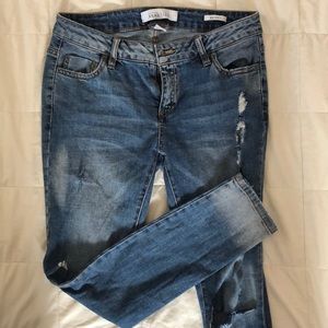 Extremely distressed skinny jeans